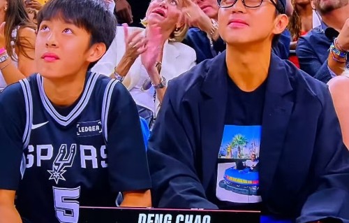 邓超带娃NBA现场观赛，等等像极了母亲孙俪，父子俩性格差别大